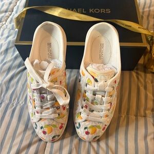 Michael Kors women White Lemon cherry slip on Sneakers